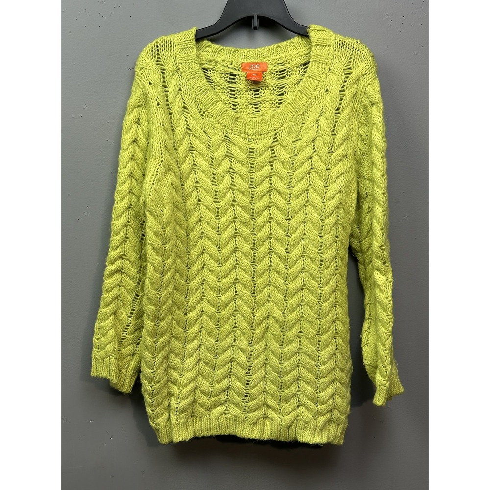 Joe Fresh Sweater Womens Small Neon Green Chunky Cable Knit Pullover Acrylic‎